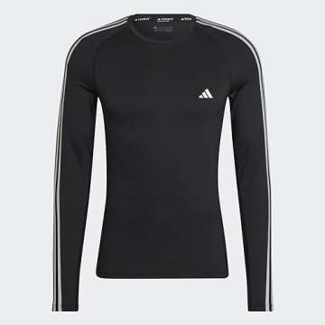 adidas Techfit 3-Stripes Training Long Sleeve Tee Men's, Black, Size L