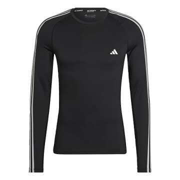 adidas Techfit 3-Stripes Training Long Sleeve Tee Men's, Black, Size L