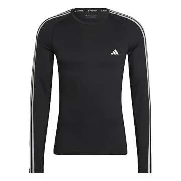 adidas Techfit 3-Stripes Training Long Sleeve Tee Men's, Black, Size L