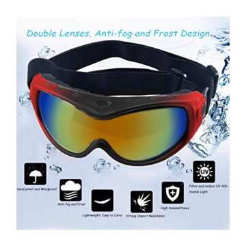 VIPET Sunglasses/Goggles with UV Protection for Big Dogs with A Glasses Bag (RED)