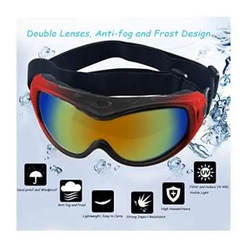 VIPET Sunglasses/Goggles with UV Protection for Big Dogs with A Glasses Bag (RED)