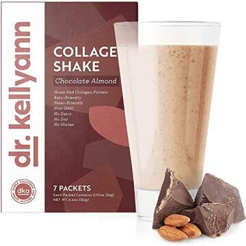 Dr. Kellyann Keto Chocolate Almond Shakes (7 Servings) – Grass-Fed Collagen Protein, Keto & Paleo-Friendly, Gluten-Free