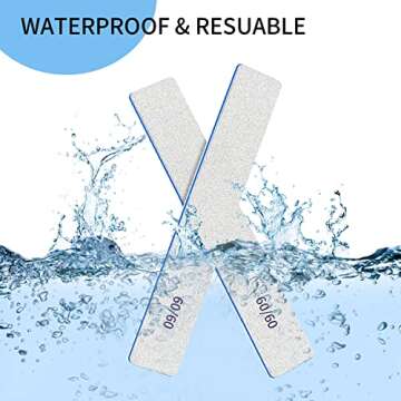 Nail Files-Nail File for Acrylic Nails 12pcs, 60/60 Grit Nail Files Emery Boards for Acrylic Nails, Jumbo File Washable Thick Professional Square Nail File Manicure Tools for Nail Tech