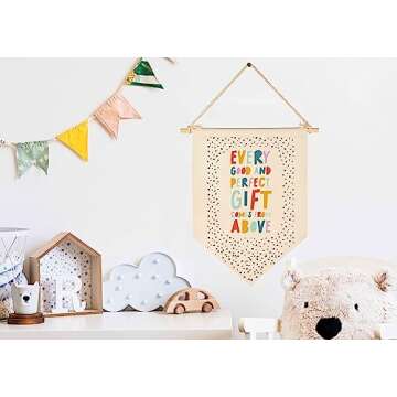 Christian Bible Verses Art-Scripture Flag Sign Gifts for Baby Newborn Boys Girls Kids-Banner Wall De...