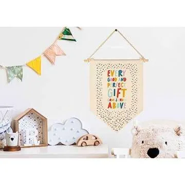 Christian Bible Verses Art-Scripture Flag Sign Gifts for Baby Newborn Boys Girls Kids-Banner Wall De...