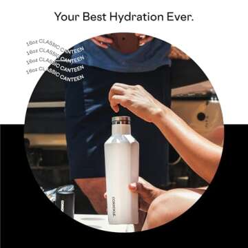 Corkcicle Canteen: Insulated Water Bottle, 16 oz, Matte Black