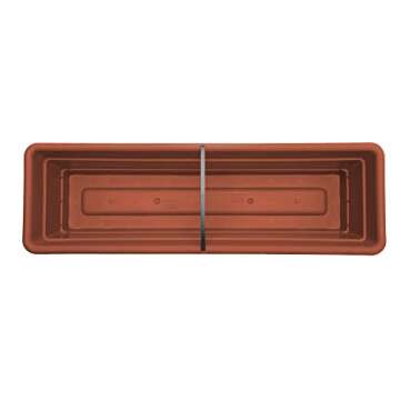 Bloem Dura Cotta Window Box Planter: 18" - Terra Cotta- with Tray, Weatherproof Resin Box, Removable Tray for Indoor & Outdoor Use, Gardening, 2 Gallon Capacity