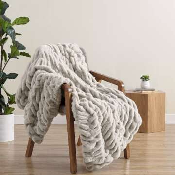 Casual Chic Lapin Ultra Fine Faux Fur Throw Blanket - Luxurious, Chic, Soft and Cozy 400 GSM Microfi...