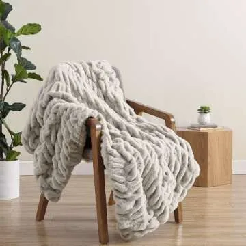 Casual Chic Lapin Ultra Fine Faux Fur Throw Blanket - Luxurious, Chic, Soft and Cozy 400 GSM Microfi...
