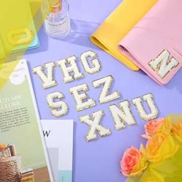 104 Self Adhesive Glitter Chenille Letter Patches