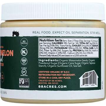 88 ACRES Organic Roasted Watermelon Seed Butter, 14 OZ