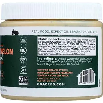 88 ACRES Organic Roasted Watermelon Seed Butter, 14 OZ