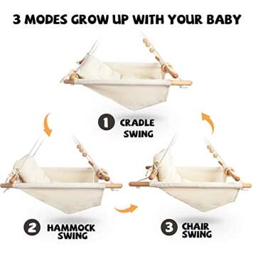 Tislly Baby Swing Outdoor and Indoor, Canvas Baby Hammock Swing for Baby to Toddler, Hanging Swing S...
