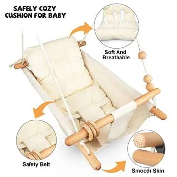 Tislly Baby Swing Outdoor and Indoor, Canvas Baby Hammock Swing for Baby to Toddler, Hanging Swing Seat with Safety Belt Outside Tree Swing Gift for Baby Boys Girls Kids Lovers