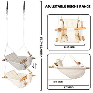 Tislly Baby Swing Outdoor and Indoor, Canvas Baby Hammock Swing for Baby to Toddler, Hanging Swing Seat with Safety Belt Outside Tree Swing Gift for Baby Boys Girls Kids Lovers