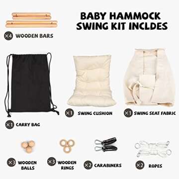 Tislly Baby Swing Outdoor and Indoor, Canvas Baby Hammock Swing for Baby to Toddler, Hanging Swing Seat with Safety Belt Outside Tree Swing Gift for Baby Boys Girls Kids Lovers