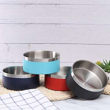 Gteller Stainless Steel Dog Bowls - Non-Slip, BPA Free