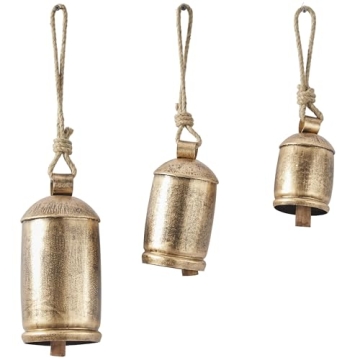 Deco 79 Gold Metal Tibetan Inspired Decorative Cow Bells