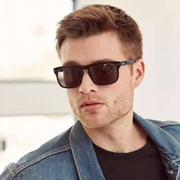 MVMT Reveler | Non-Polarized Rectangular Men's Sunglasses | Pure Black | 57 mm