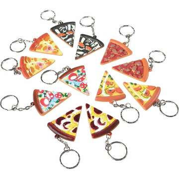 Fun U.S. Toy Pizza Keychains - 12 Pack for Kids