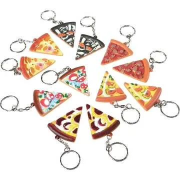 Fun U.S. Toy Pizza Keychains - 12 Pack for Kids
