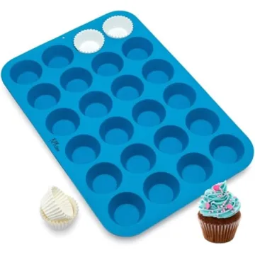 KPKitchen Silicone Mini Muffin Pan - 24 Cup Nonstick Silicone Baking Tray with Free Paper Cups