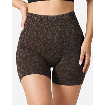 VOYJOY Shorts for Women Seamless Workout Athletic Shorts Gym Shorts Women High Waist Yoga Running Leopard Shorts