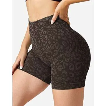 VOYJOY Shorts for Women Seamless Workout Athletic Shorts Gym Shorts Women High Waist Yoga Running Leopard Shorts