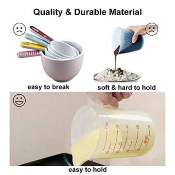 Plastic Measuring Cup, Measuring Cup Set of 3 BPA-free Stackable Clear Heat-resistant with Angled Grip and Spout for Flour Oil Powder (4/2/1 Cup Capacity)