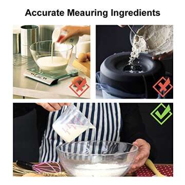 Plastic Measuring Cup, Measuring Cup Set of 3 BPA-free Stackable Clear Heat-resistant with Angled Grip and Spout for Flour Oil Powder (4/2/1 Cup Capacity)