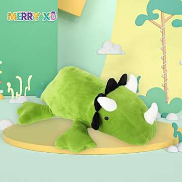 MerryXD Weighted Dinosaur Plush Pillow Stuffed Animals,Green 24" Weighted Dino Plushie and Throw Pil...