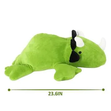 MerryXD Weighted Dinosaur Plush Pillow Stuffed Animals,Green 24" Weighted Dino Plushie and Throw Pillows, Super Soft Cartoon Hugging Toy Gifts for Kids & Adults, 3.5 lbs