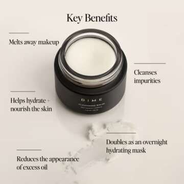 DIME Beauty Cleansing Balm, Oil Makeup Remover and Face Cleanser, Hydrating Eye Makeup Remover with Squalane, 3.38 oz / 100 ml