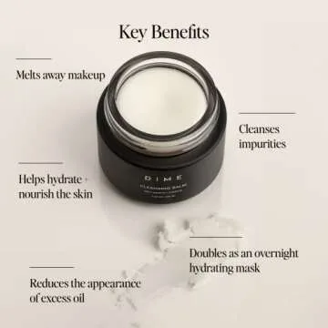 DIME Beauty Cleansing Balm, Oil Makeup Remover and Face Cleanser, Hydrating Eye Makeup Remover with Squalane, 3.38 oz / 100 ml