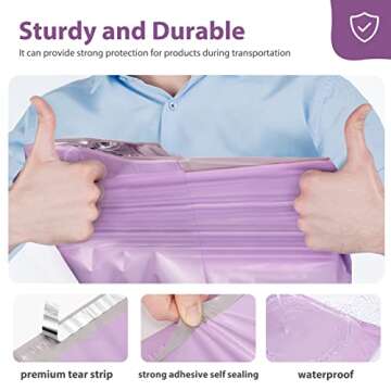 Fuxury Large Poly Mailers 24x24 Inch 50 Pcs, Waterproof Shipping Bags for Clothing, Strong Adhesive Shipping Envelopes for Small Business Suppliers, Self Seal Mailers Poly Bags Mailing Bags Purple