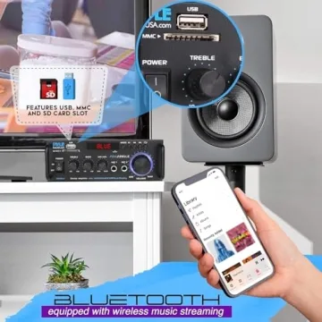 Pyle Wireless Bluetooth Stereo Amplifier 200W Dual Channel