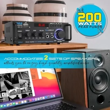 Pyle Wireless Bluetooth Stereo Amplifier 200W Dual Channel