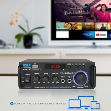 Pyle Wireless Bluetooth Stereo Amplifier 200W Dual Channel