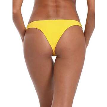 RELLECIGA Women's Yellow Super Cheeky Brazilian Cut Bikini Bottom Size Medium