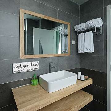 Funny Wash Your Hands Sign - High-Quality Wooden Bathroom Decor that Encourages Hygiene