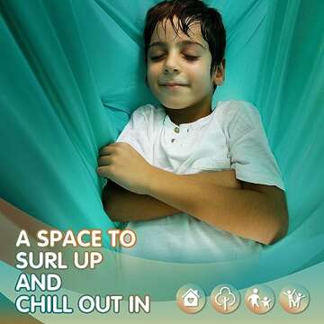 SUCHDECO Sensory Swing Indoor Outdoor for Kids, Therapy Swing for Kids, Swing Hammock for Child & Adult with Autism（Double Layer）, Blue-orange