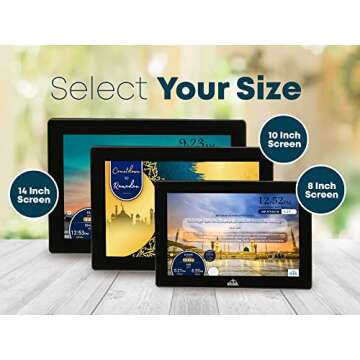 Masjidal 10" Digital Azan Clock with WiFi, Dynamic Touch Screen, Worldwide Prayer Times, Full Quran ...