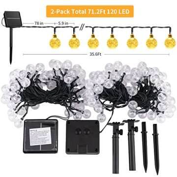 Solar String Lights - 60 LED Crystal Globe - Waterproof Outdoor Decor