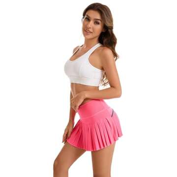 Tennis Skirts for Women with Pockets High Waist Athletic Shorts Pleated Sports Golf Skorts Small Rose Pink
