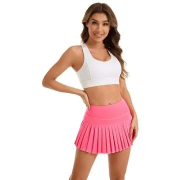 Tennis Skirts for Women with Pockets High Waist Athletic Shorts Pleated Sports Golf Skorts Small Rose Pink