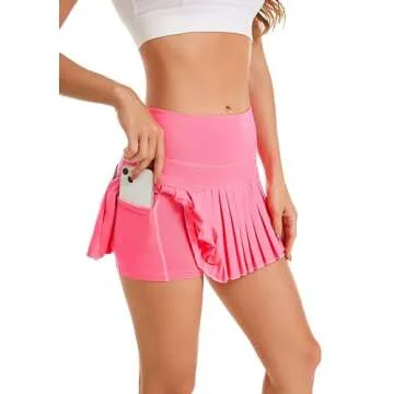 Tennis Skirts for Women with Pockets High Waist Athletic Shorts Pleated Sports Golf Skorts Small Rose Pink