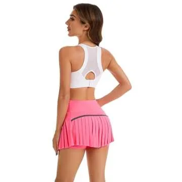 Tennis Skirts for Women with Pockets High Waist Athletic Shorts Pleated Sports Golf Skorts Small Rose Pink