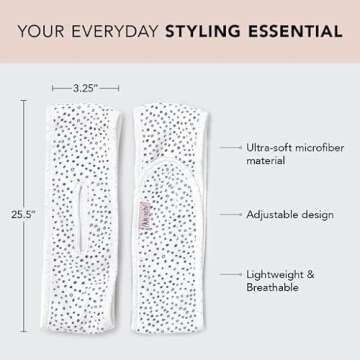 Kitsch Spa Multifunctional Microfiber Headband - Facial Skincare and Hair Band for Makeup Application, Face Washing | Micro Dot Design