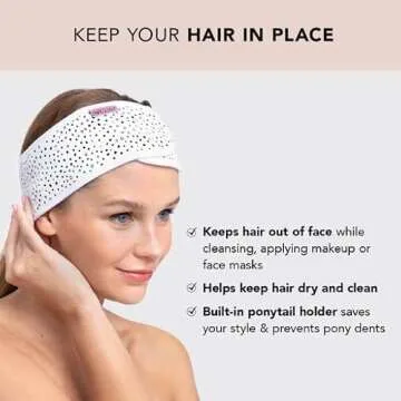 Kitsch Spa Multifunctional Microfiber Headband - Facial Skincare and Hair Band for Makeup Application, Face Washing | Micro Dot Design