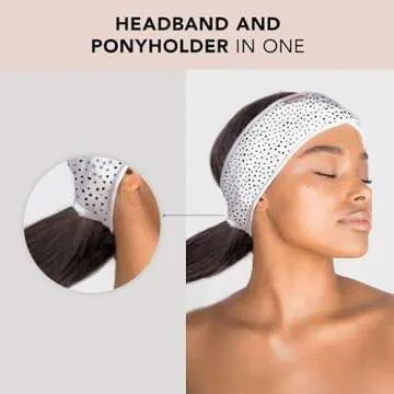 Kitsch Spa Multifunctional Microfiber Headband - Facial Skincare and Hair Band for Makeup Application, Face Washing | Micro Dot Design